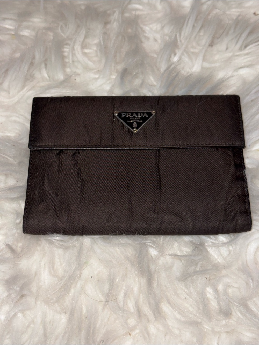 VINTAGE PRADA BROWN TESSUTO NYLON TRIFOLD WALLET
